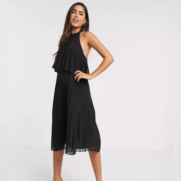 ASOS | Dresses | Asos Design Halter Tie Neck Midi Dress In Pleat | Poshmark